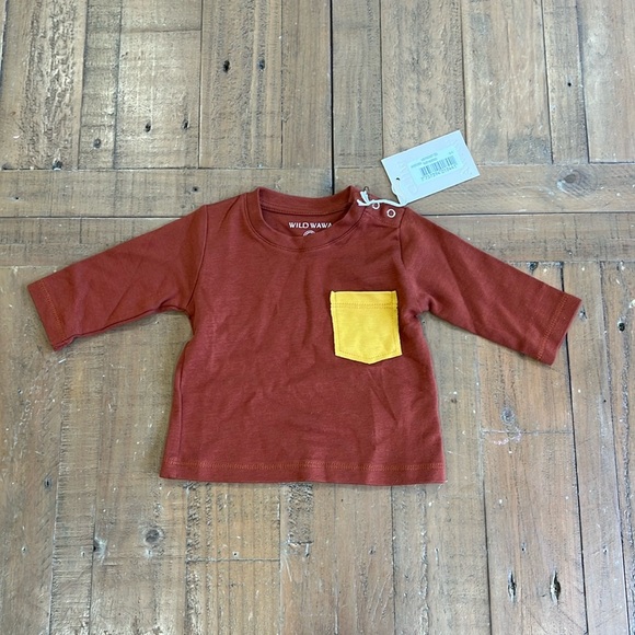 Wild Wawa rust long sleeve pocket tee nwt - Picture 1 of 5
